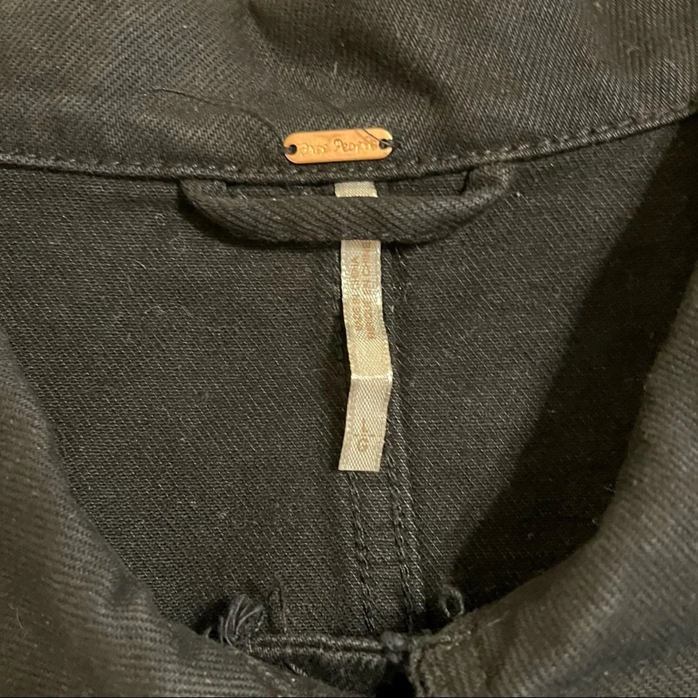 Free People Black Raw-Edge Denim Jacket with Side Tie Details NWT - Picture 8 of 16